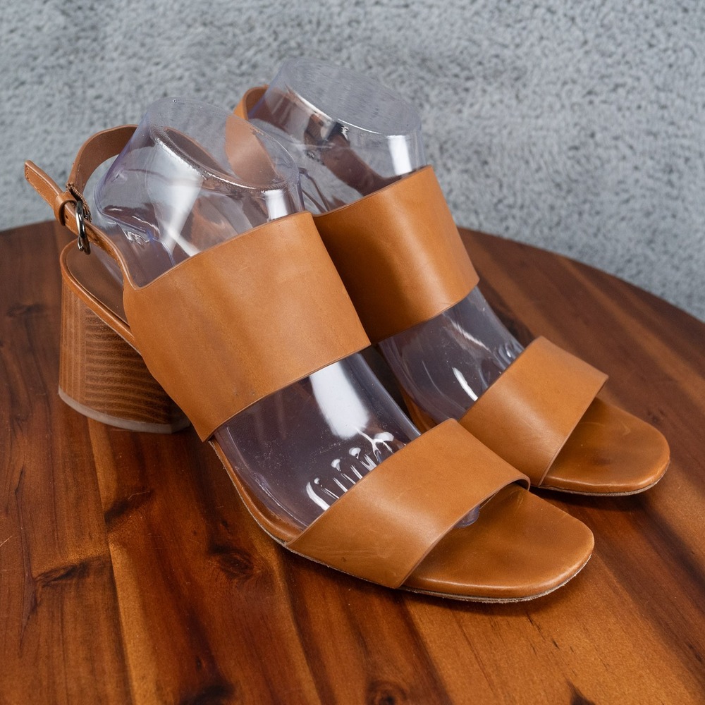 Size 10.5 - Via Spiga Gisel Block Heel Sandals Women Brown
